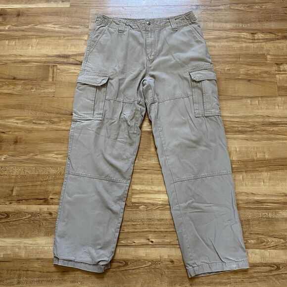 GUIDE GEAR Mens 32x30 Khaki Flannel Lined Cargo Canvas Outdoor Warm Winter Pants - Picture 10 of 16